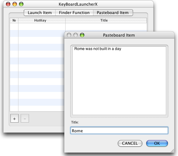 Title dialog