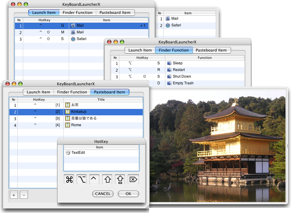 Some images of KeyBoardLauncherX's some tables